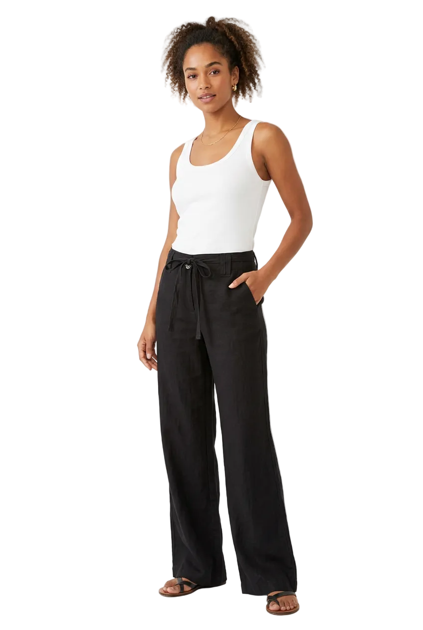 Episode wide leg black linen pants, size 6/8