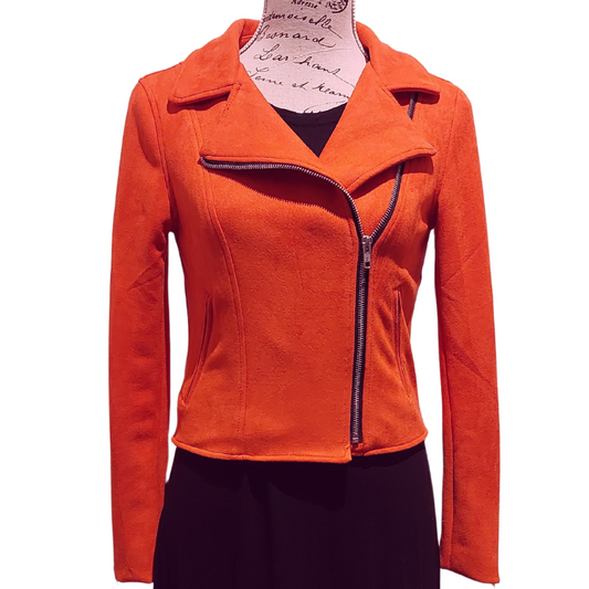 Orange suede look jacket, size 6