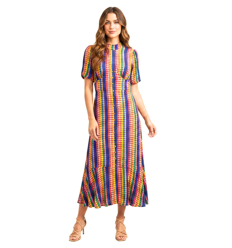 Olivia Ruben rainbow striped dress, size 10