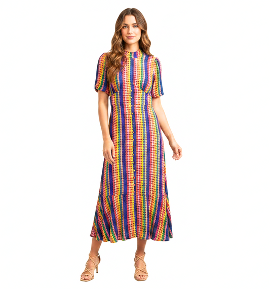 Olivia Ruben rainbow striped dress, size 10