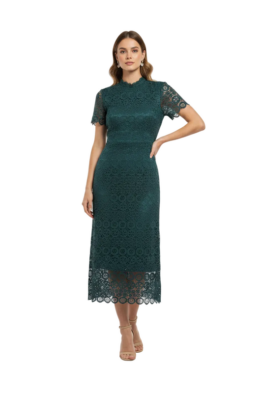 Divine Avenue forest green lace formal dress, size 10-12