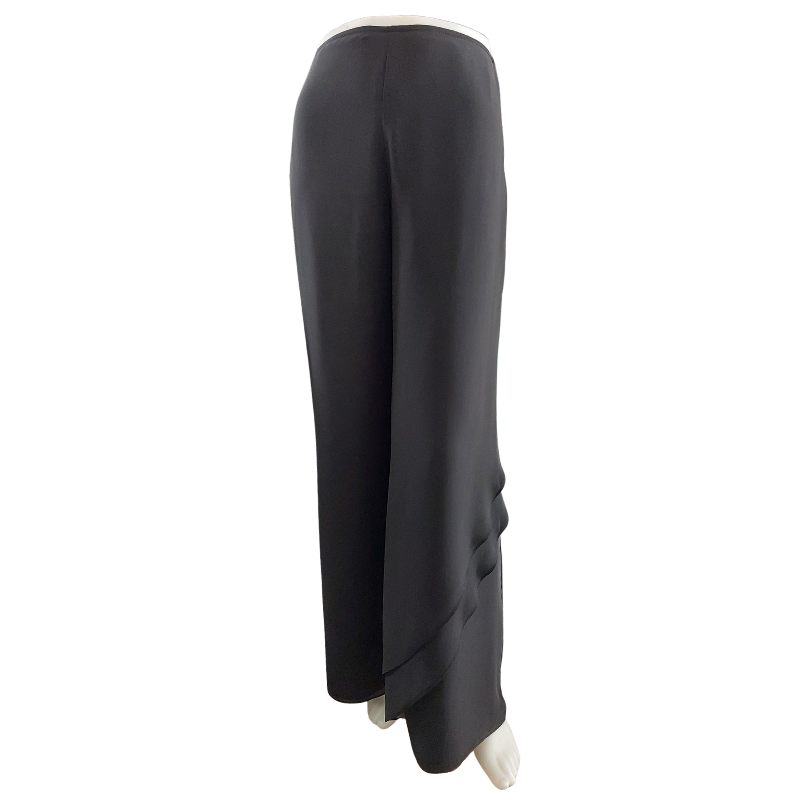 Joseph Ribcoff Designer black chiffon layered wide leg pants, size 8