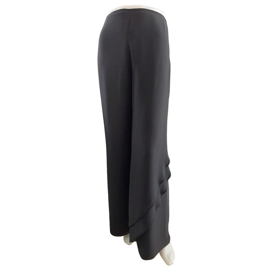 Joseph Ribcoff Designer black chiffon layered wide leg pants, size 8