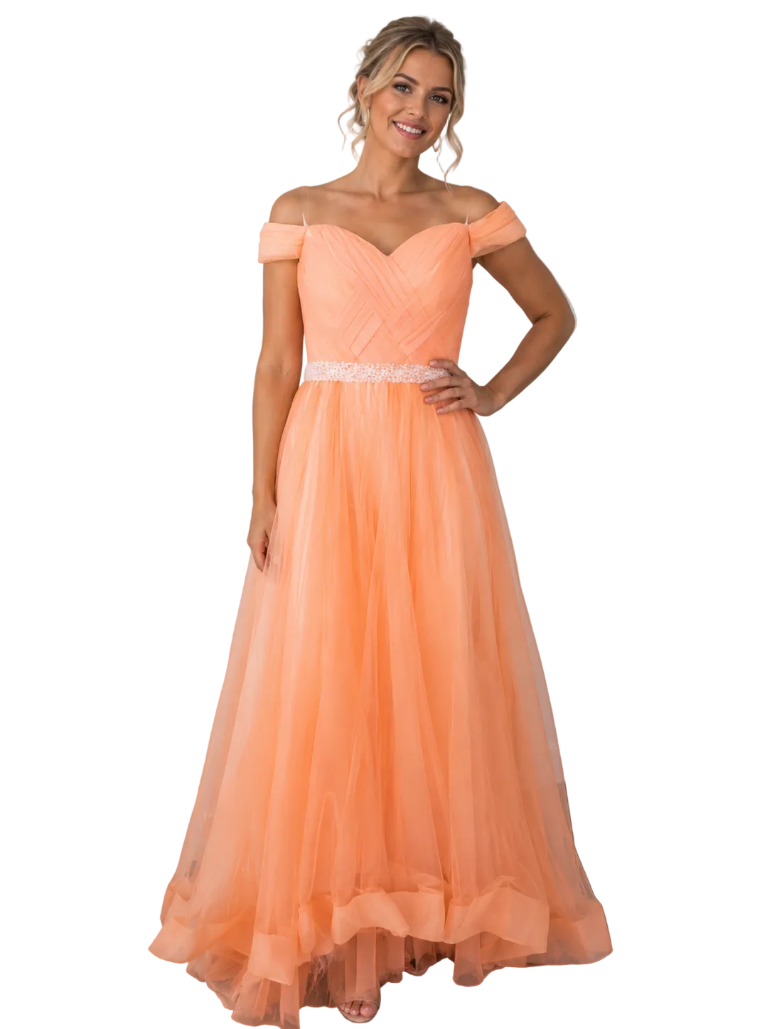 Orange ball/formal dress, size 10