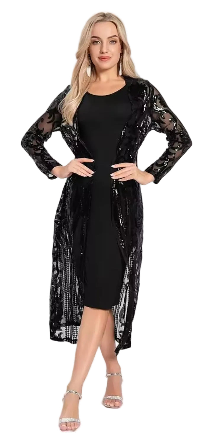 NEW black sequin coat, size 10-18