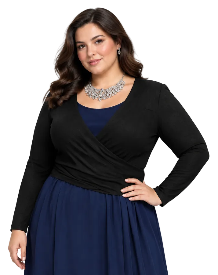 Annah S black mesh back shrug, size L, 14/16