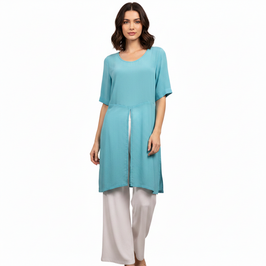 Bittermoon teal chiffon layering top, size 10-12