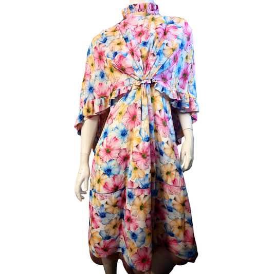 Designer pink blue yellow formal/race day dress, size 10