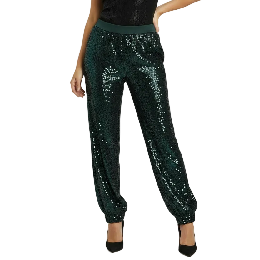 Ketze Ke teal sequin cropped pants, size 8