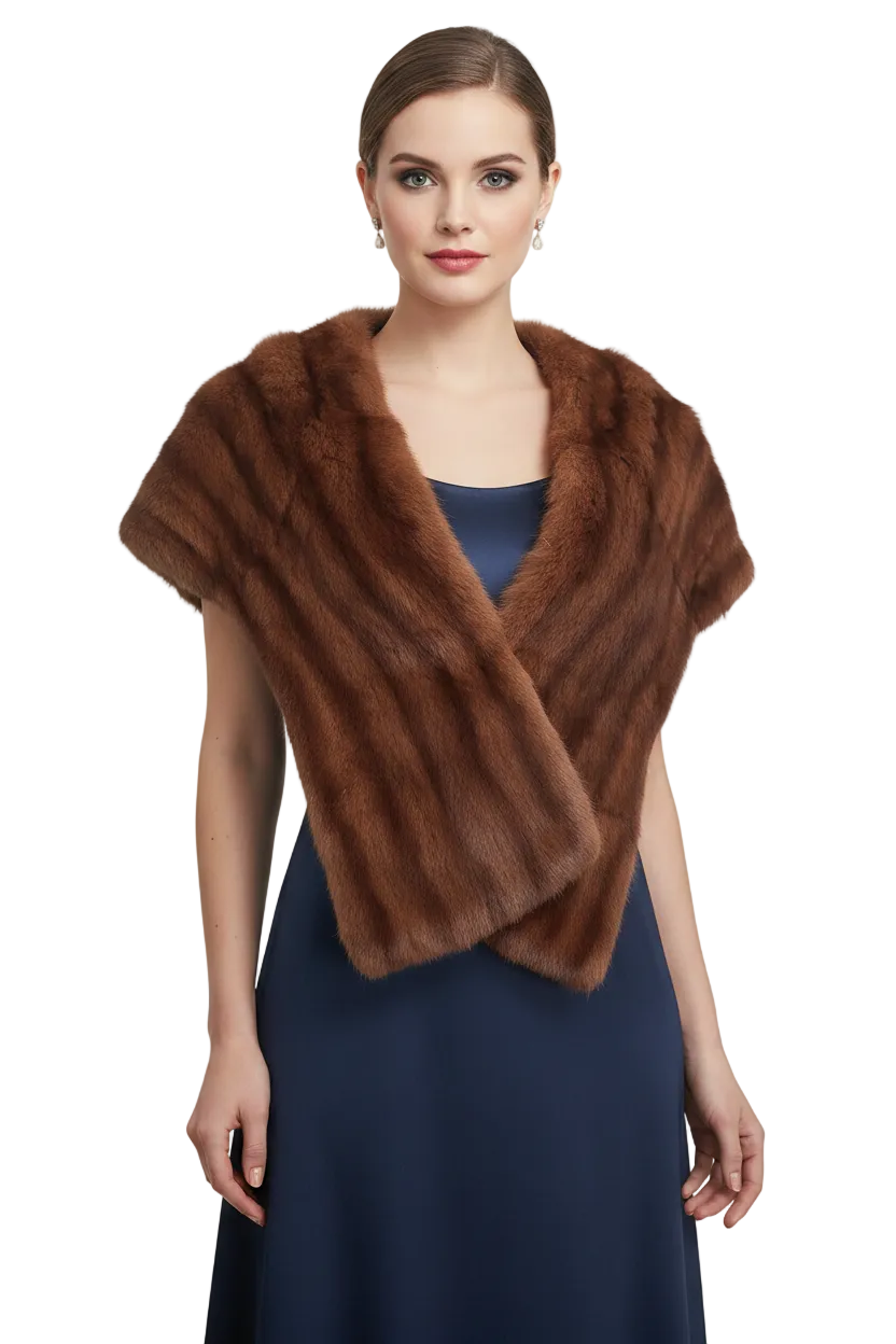 Genuine light brown fur shawl/stole, HIRE $30 or $20 with a dress