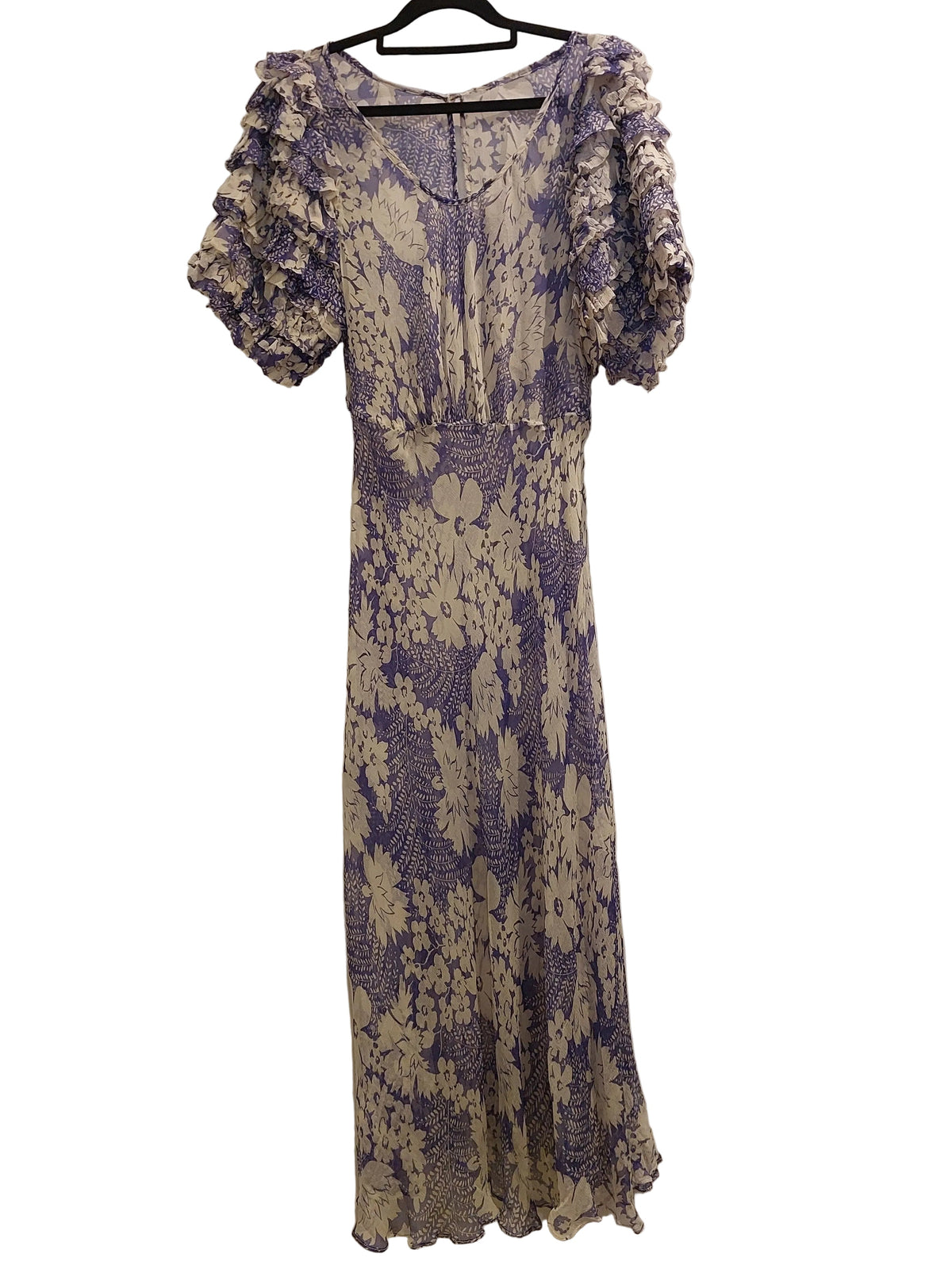 Purple ivory floral silk dress, size 10