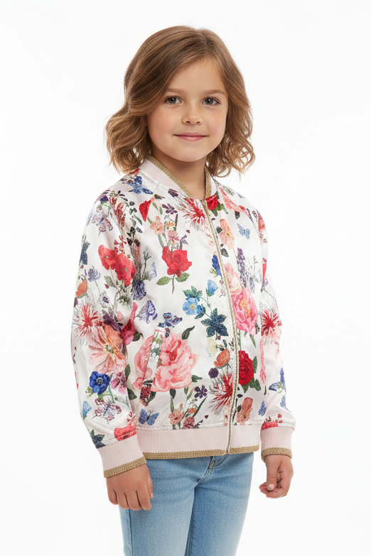 Girls floral bomber jacket + shorts, size 12