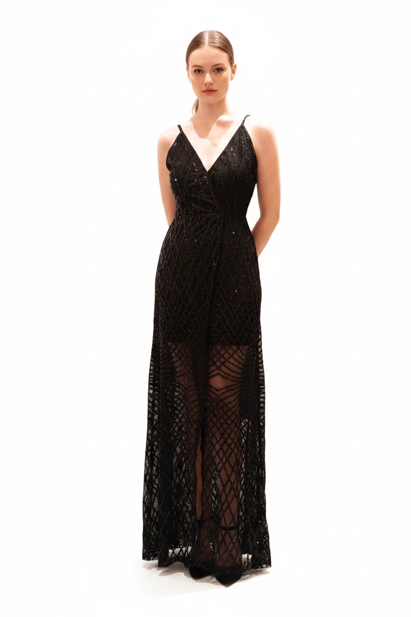 Black sequin formal/ball  dress, size 8