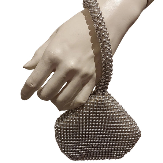 NEW black or silver evening wrist bag 13cm x 12cm + 13cm handle-not phone size