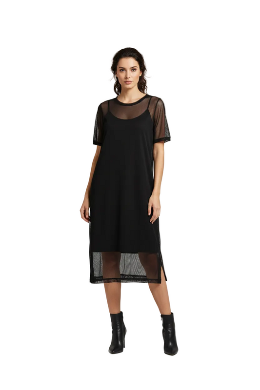 Repertoire black mesh lounge dress, size 8