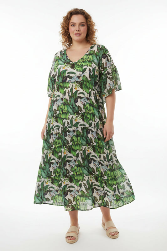 Curate green floral dress-XL/18