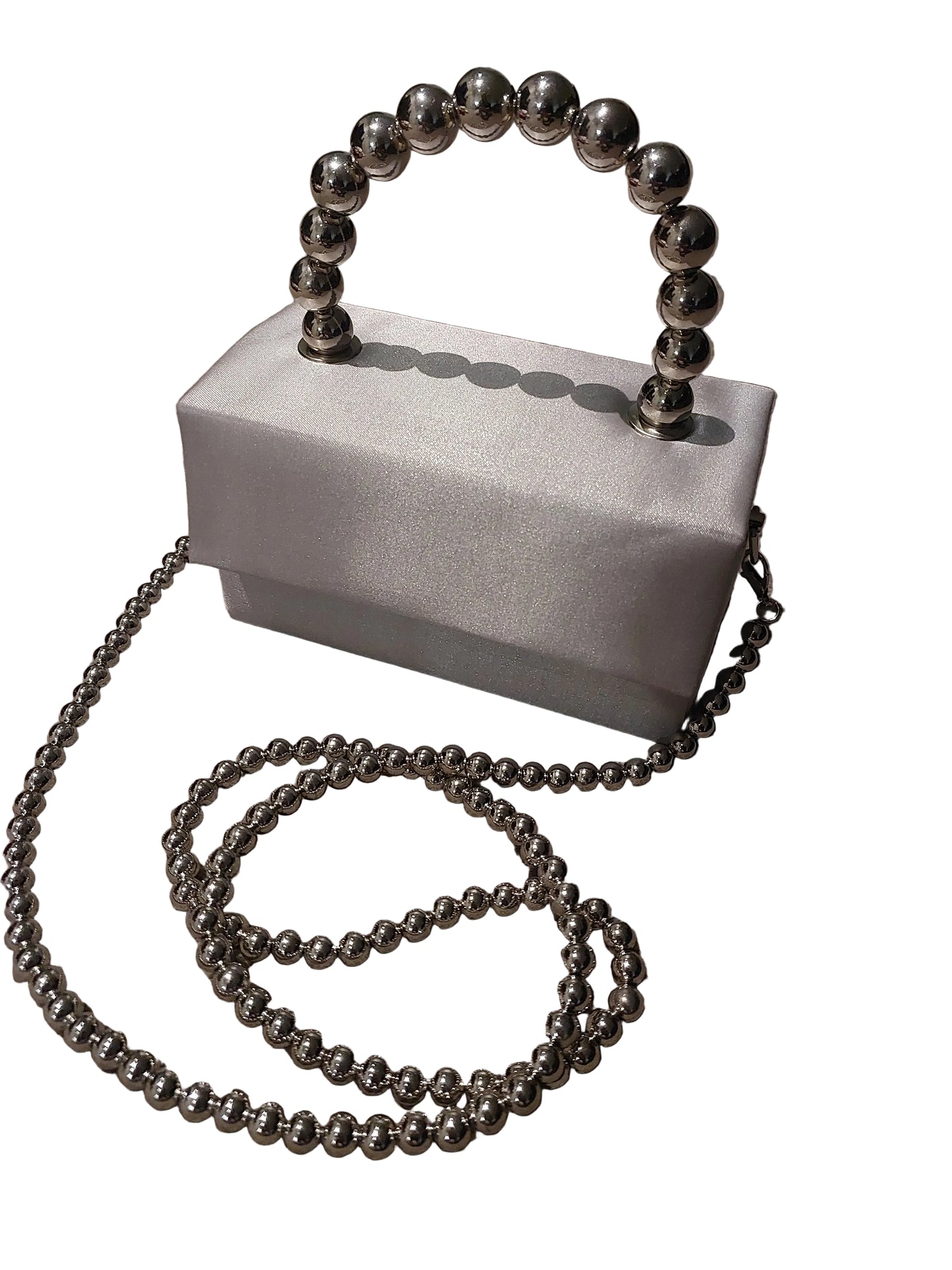HIRE-Redcurrant silver satin evening bag