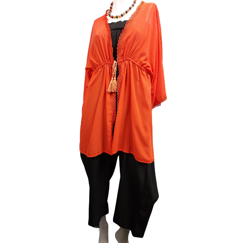 NEW orange chiffon cover-up/layering top, one size, 12-14