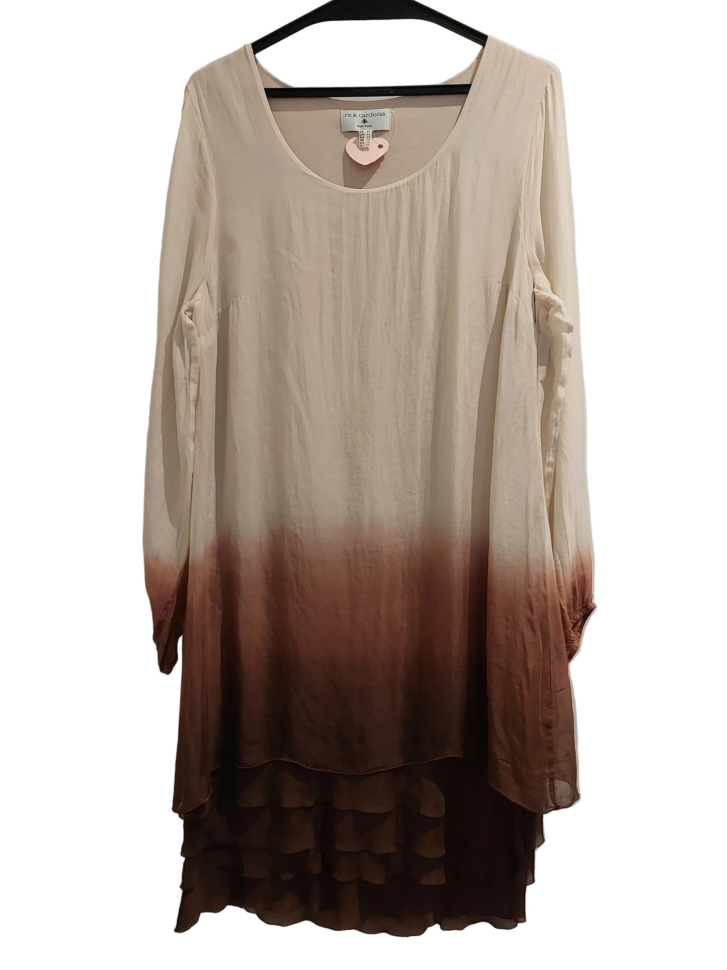 Rick Cardona butterscotch/ brown silk formal dress, size 14