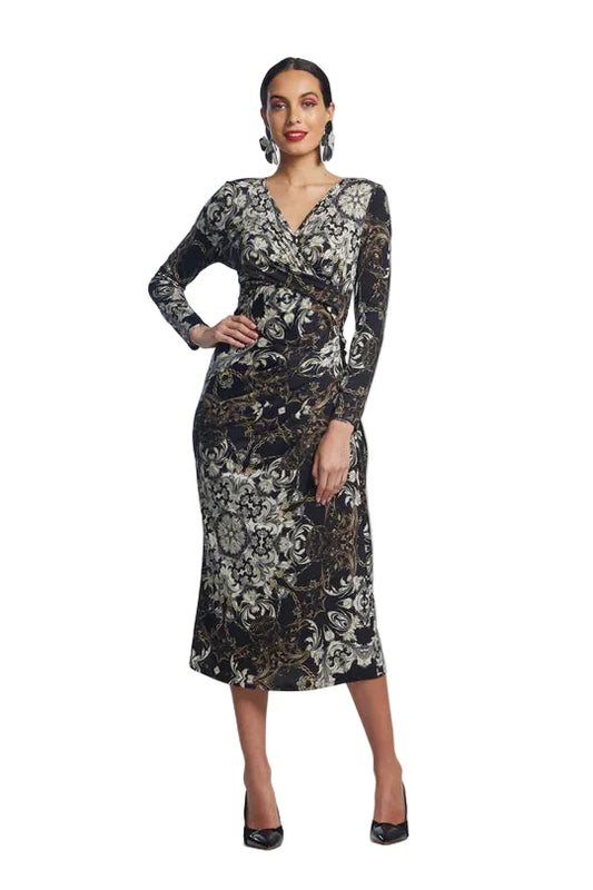 HIRE-Paula Ryan Venezia Side Gather Crossover Dress, size M, 10-12