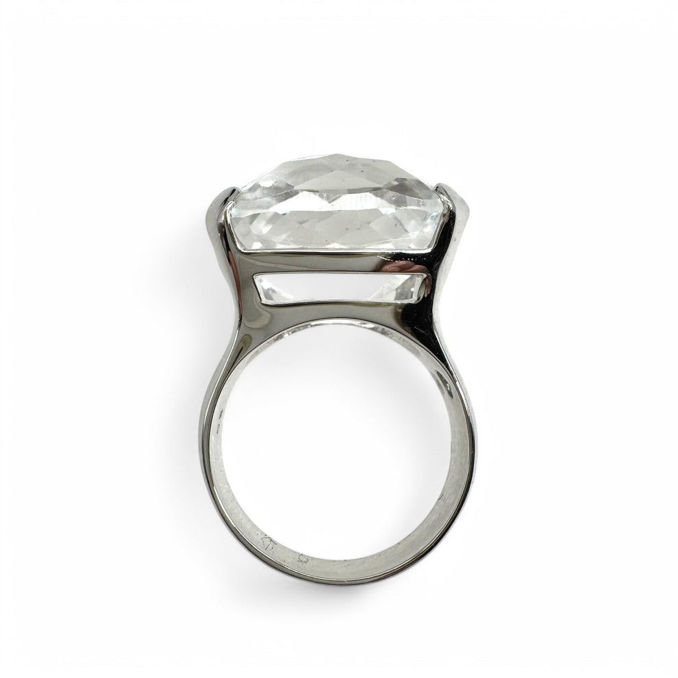 Swarovski silver crystal dress ring, size 6