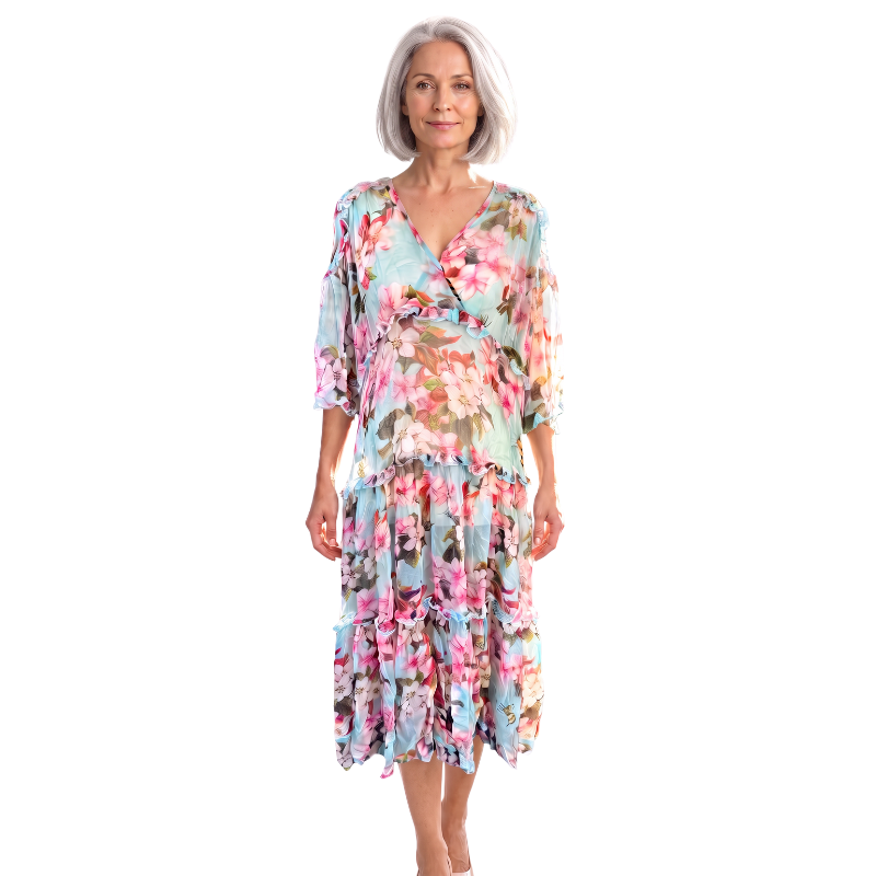 HIRE-Curate pink floral dress, size S fits 10-12