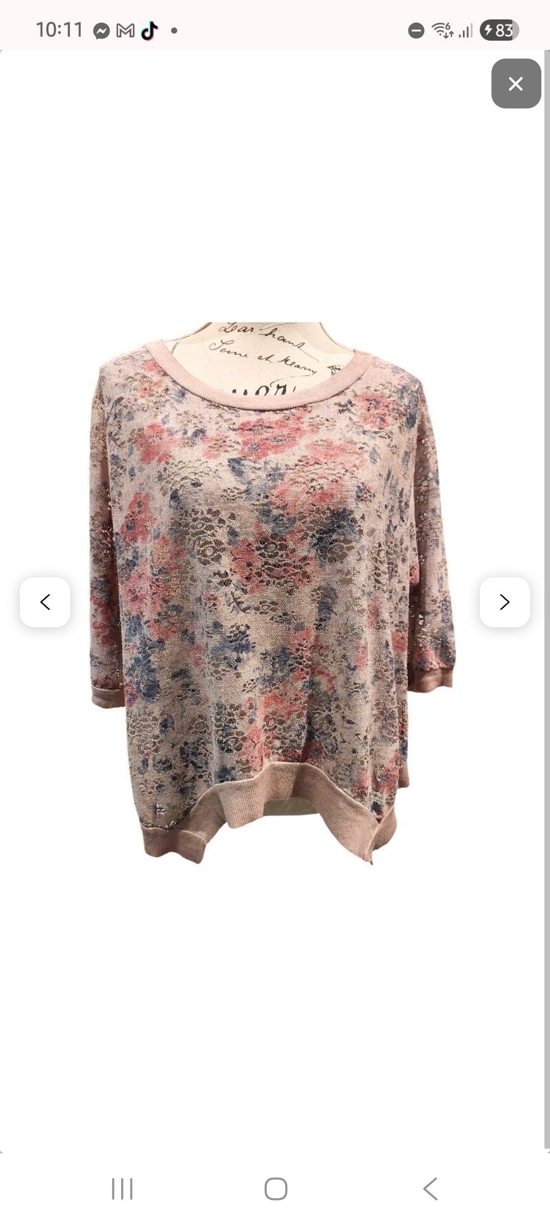 IMAGINE Italian dusky pink floral top, 12-14