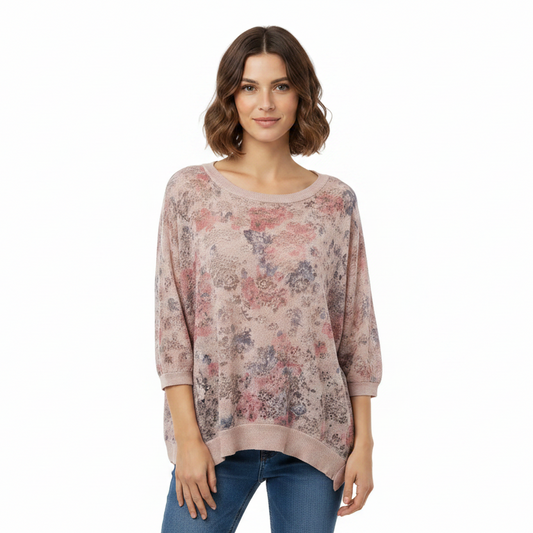 IMAGINE Italian dusky pink floral top, 12-14