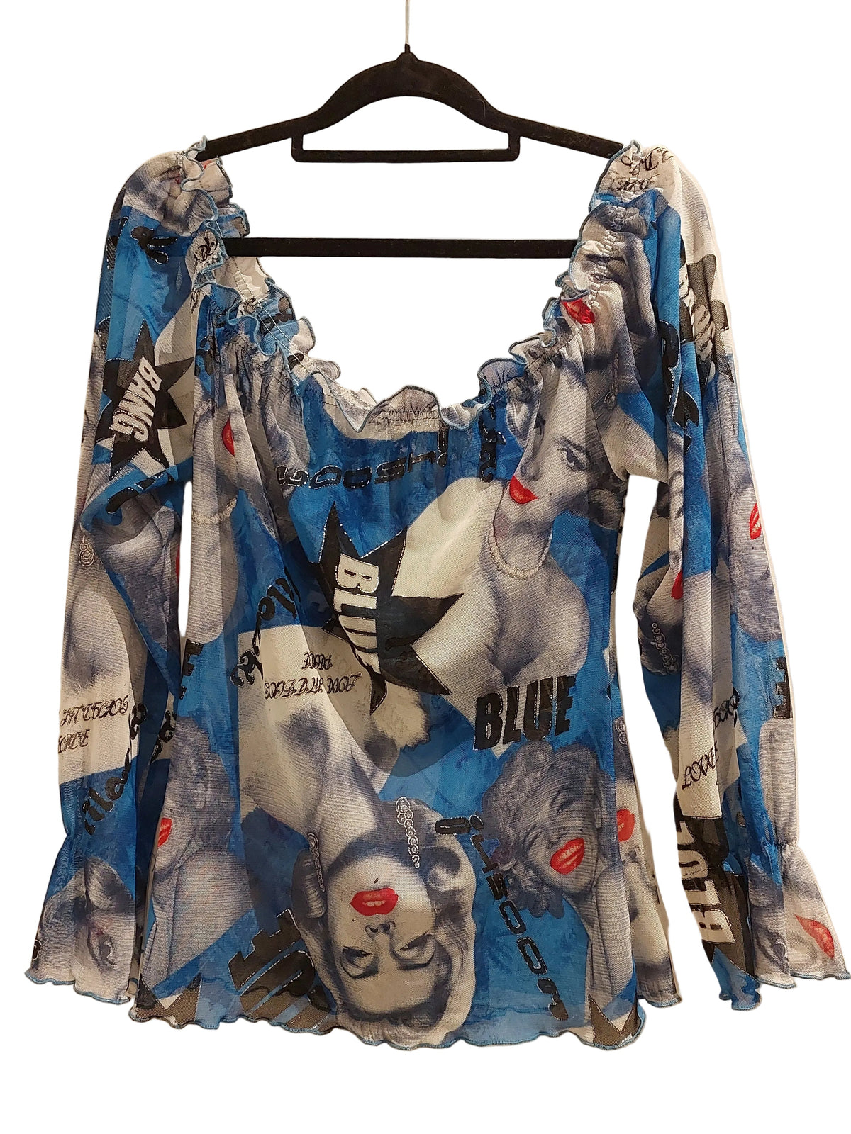 Blue Marilyn Monroe l/s top, size 10