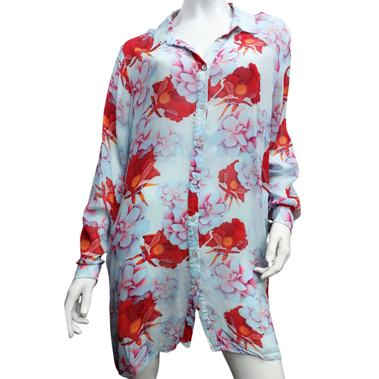 Curate blue/ red floral blouse/dress by Trelise Cooper, size XL, 18