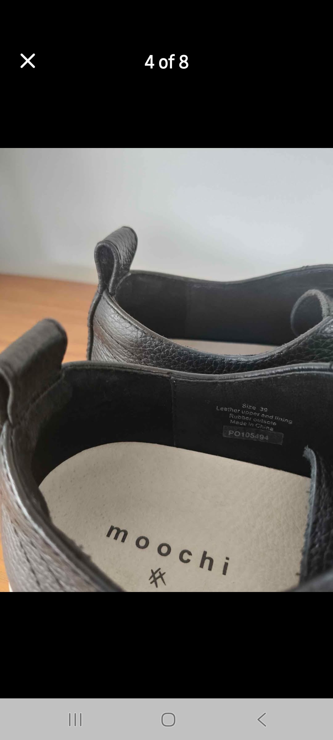 Moochi twice kicks black flats/shoes, size 39/8, retail $289