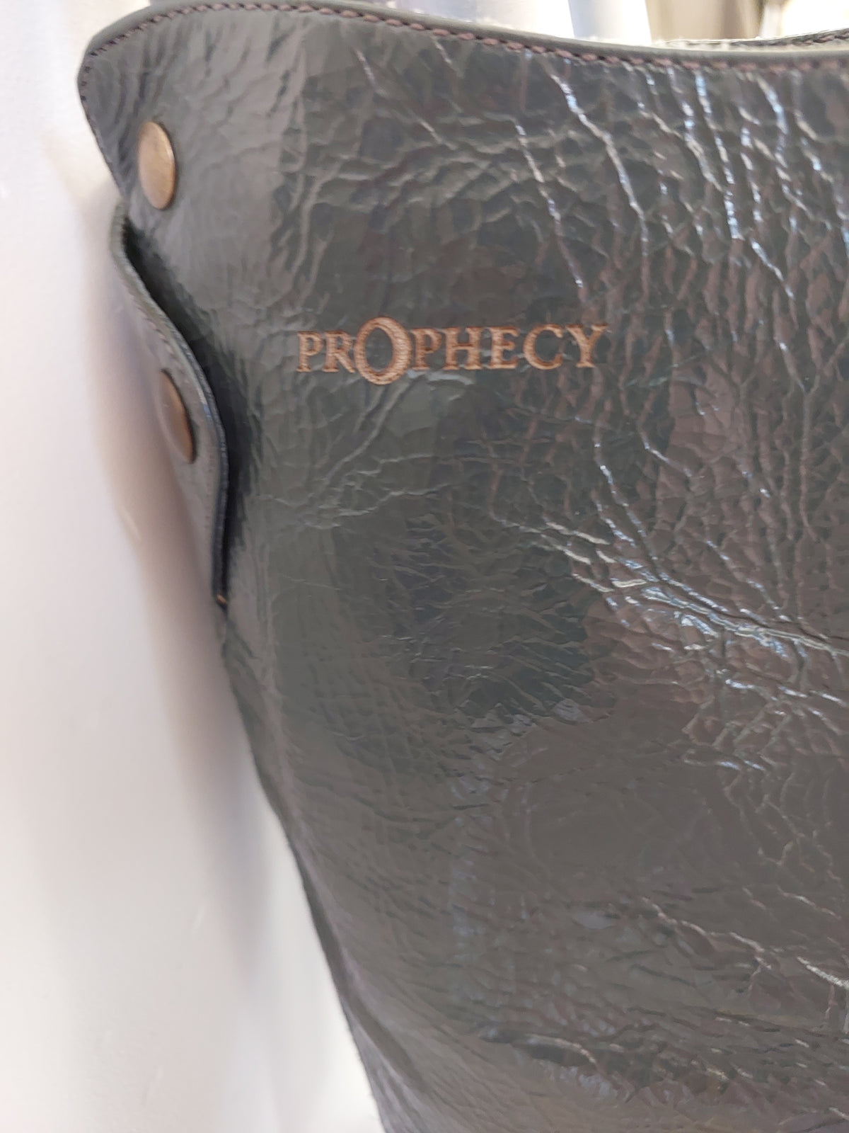 Prophecy teal patent leather knee high boots, size 36/5