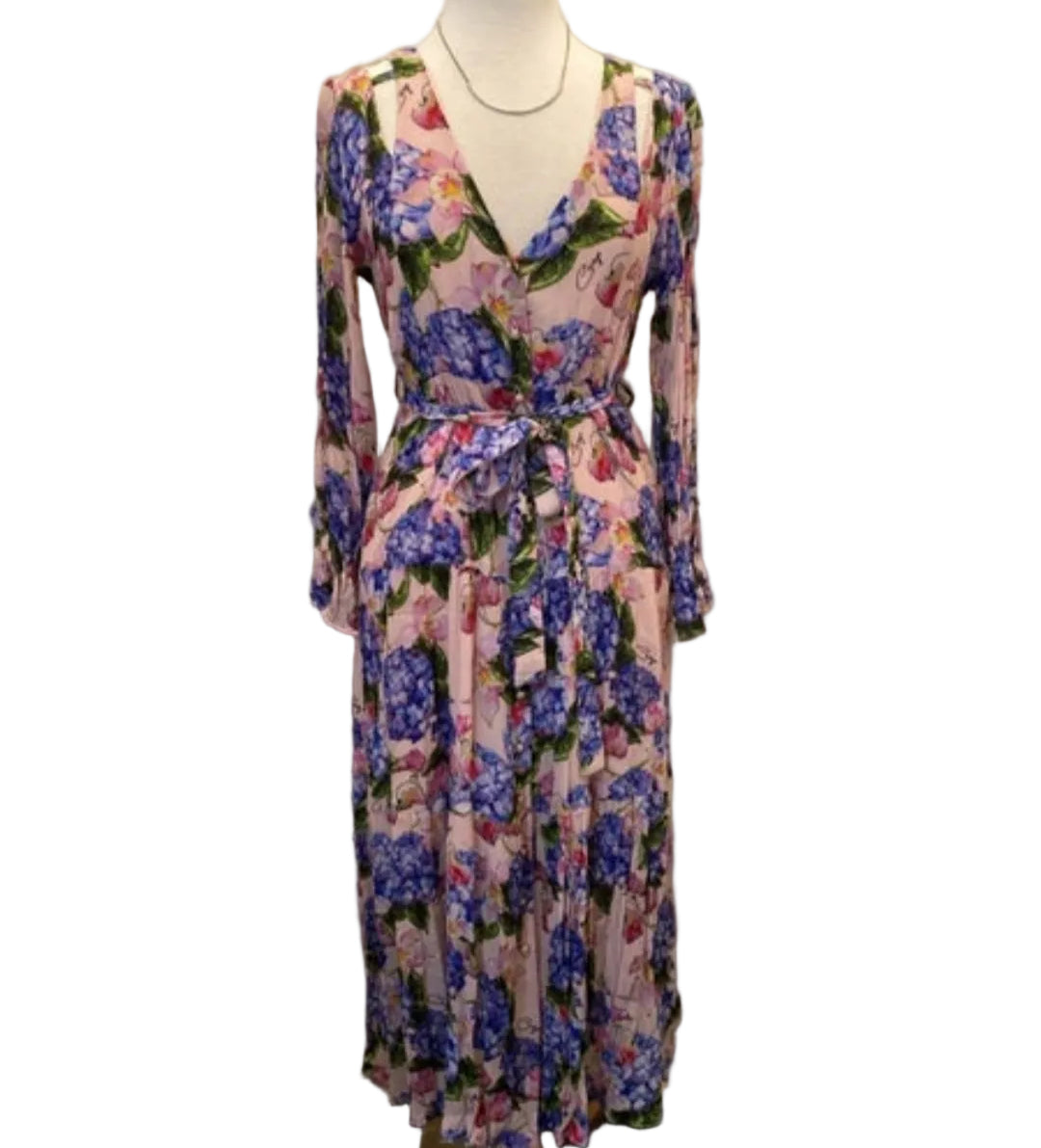 Coop long for you purple floral dress, size 10-HIRE