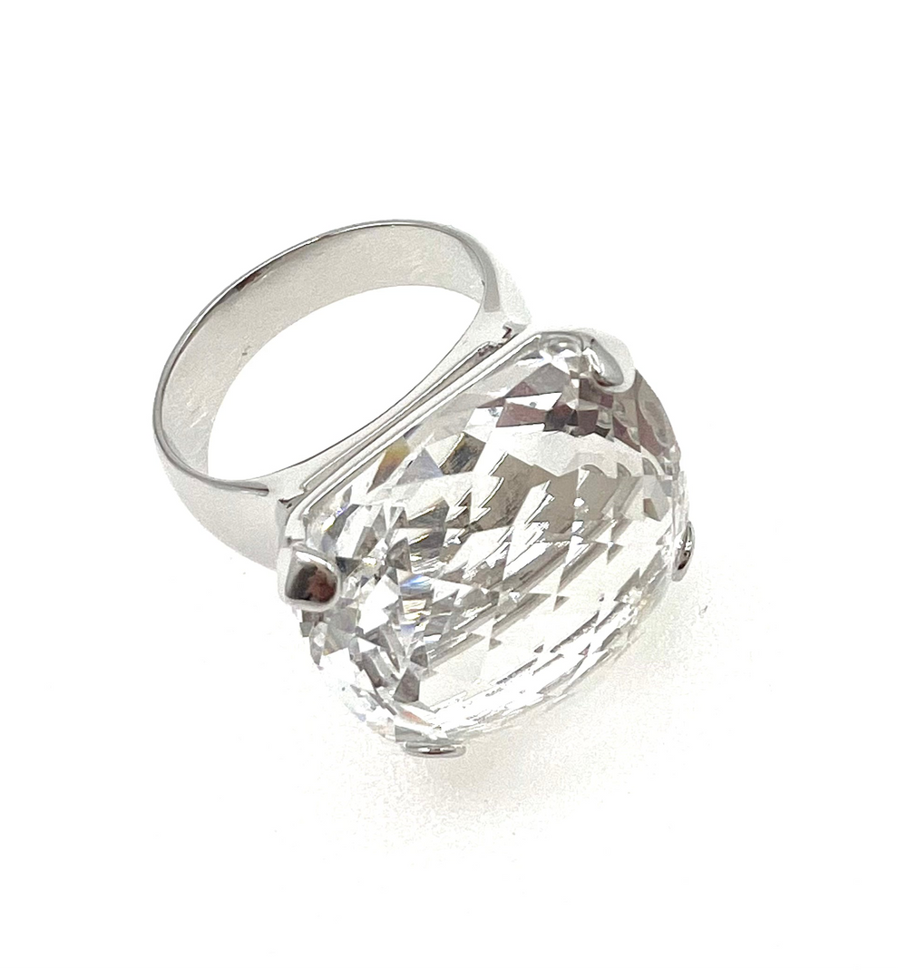 Swarovski silver crystal dress ring, size 6