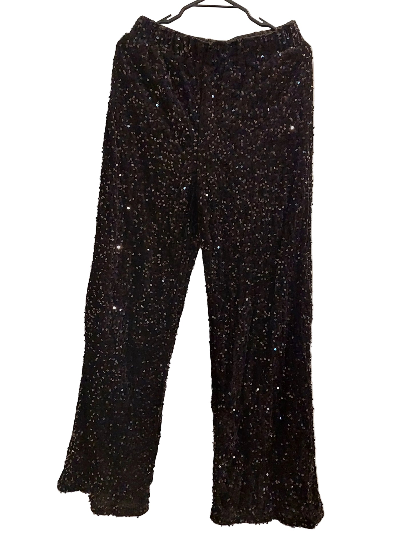 New black sequin wide leg pants, size 10/12