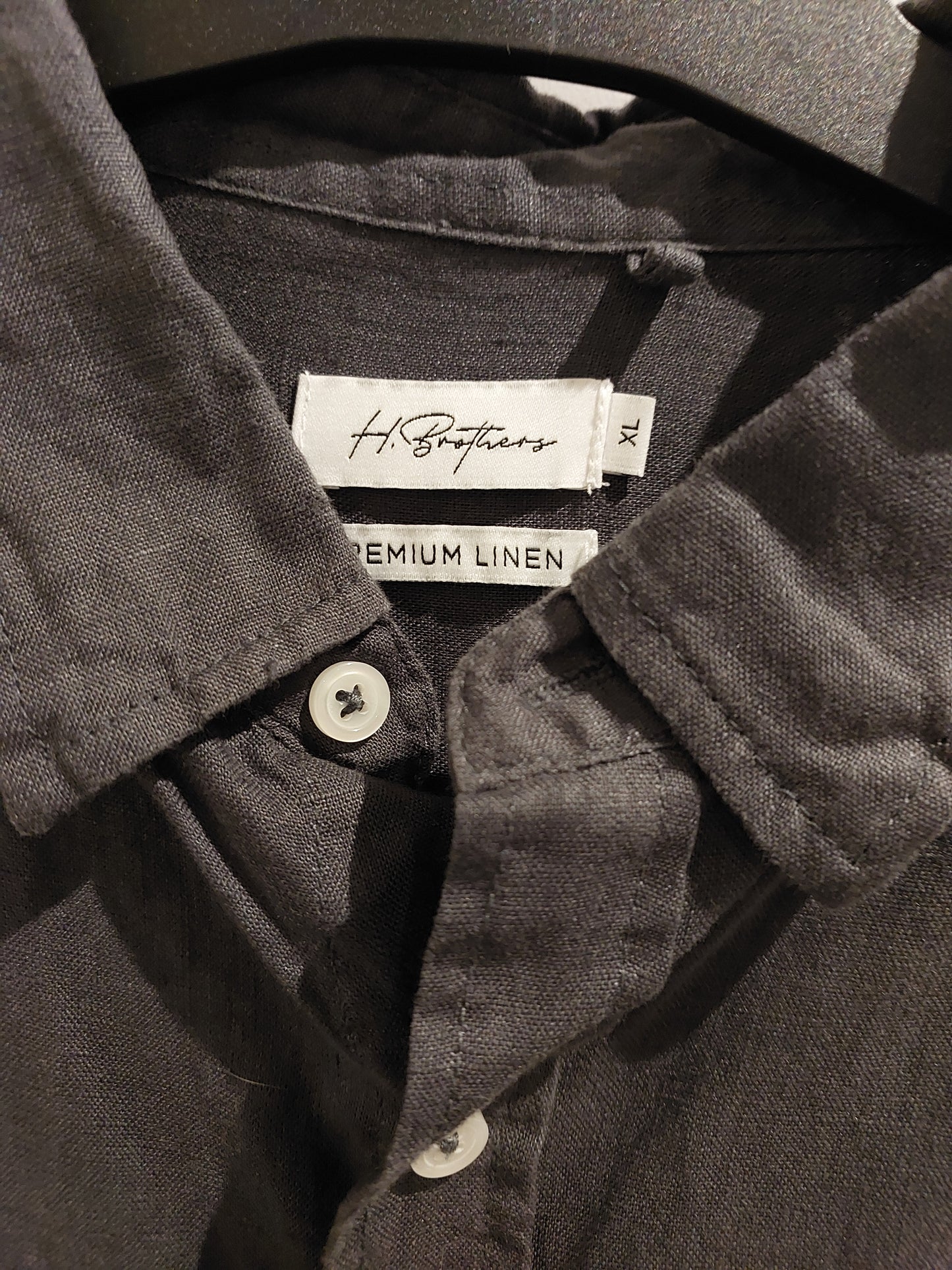 H Brothers men's grey linen shirt, size XL