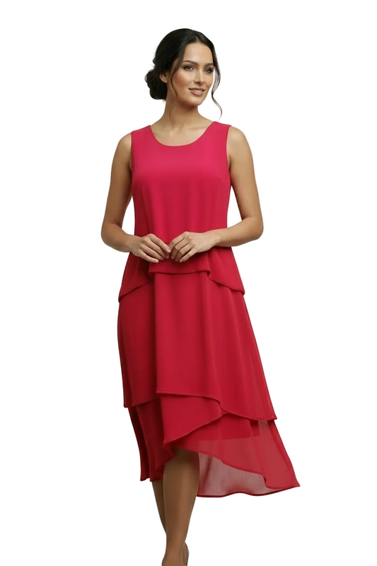NEW Bazaar raspberry red chiffon dress, size 18 - retail $297