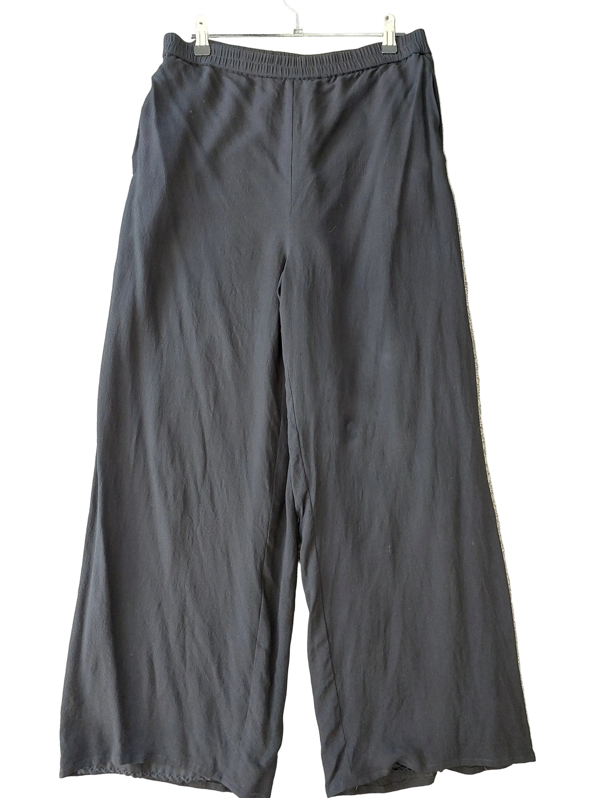Le Canari black chiffon wide leg pants, size 12