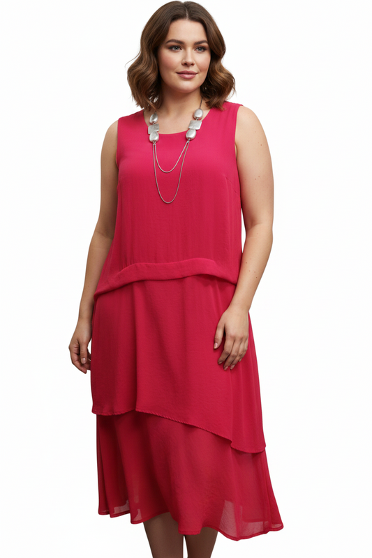NEW Bazaar raspberry red chiffon dress, size 14 - retail $297