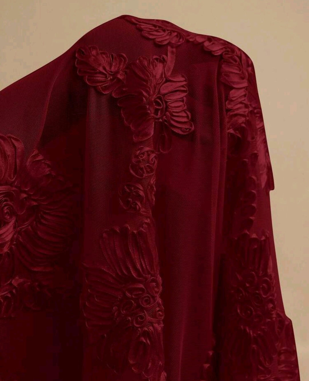 New Burgundy embroidered flowers formal/party dress, size 6-8