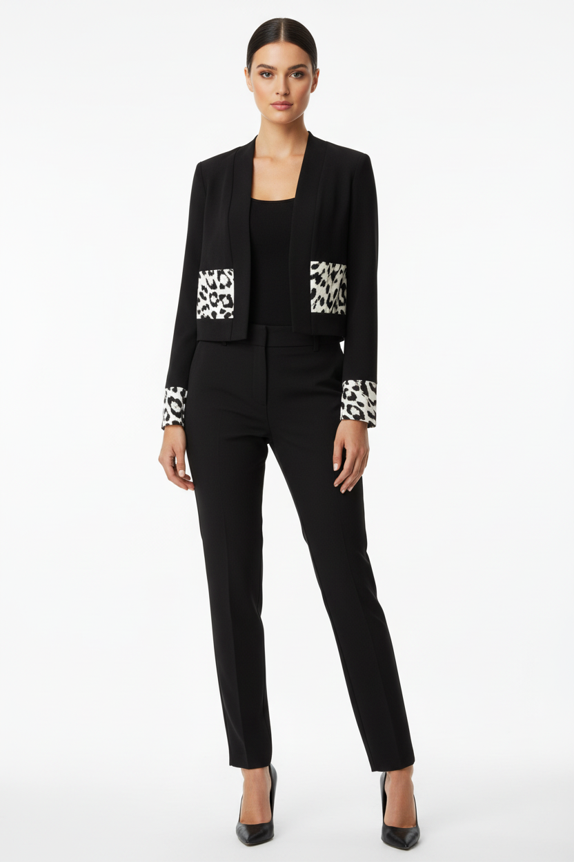 NEW Picadilly black & white animal print jacket, size S 10-12
