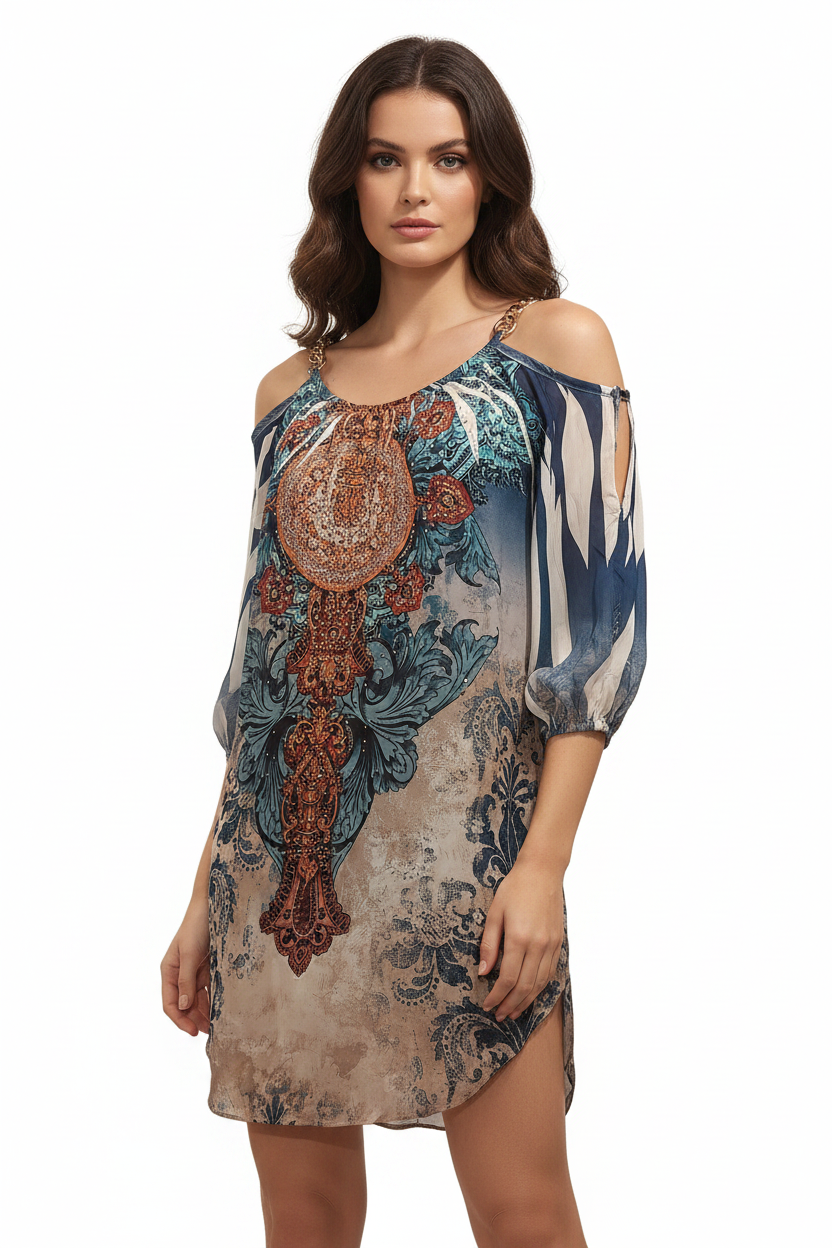 What Woman Want silky blue bling top size 10-12