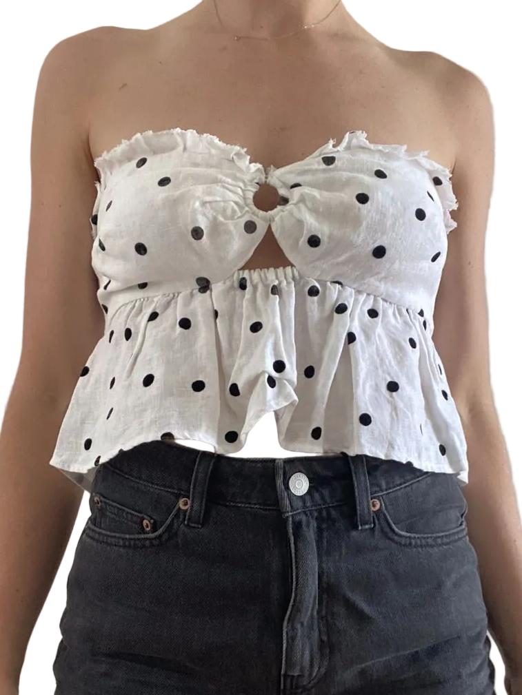 Bec & Bridge white linen spotty top, size 8