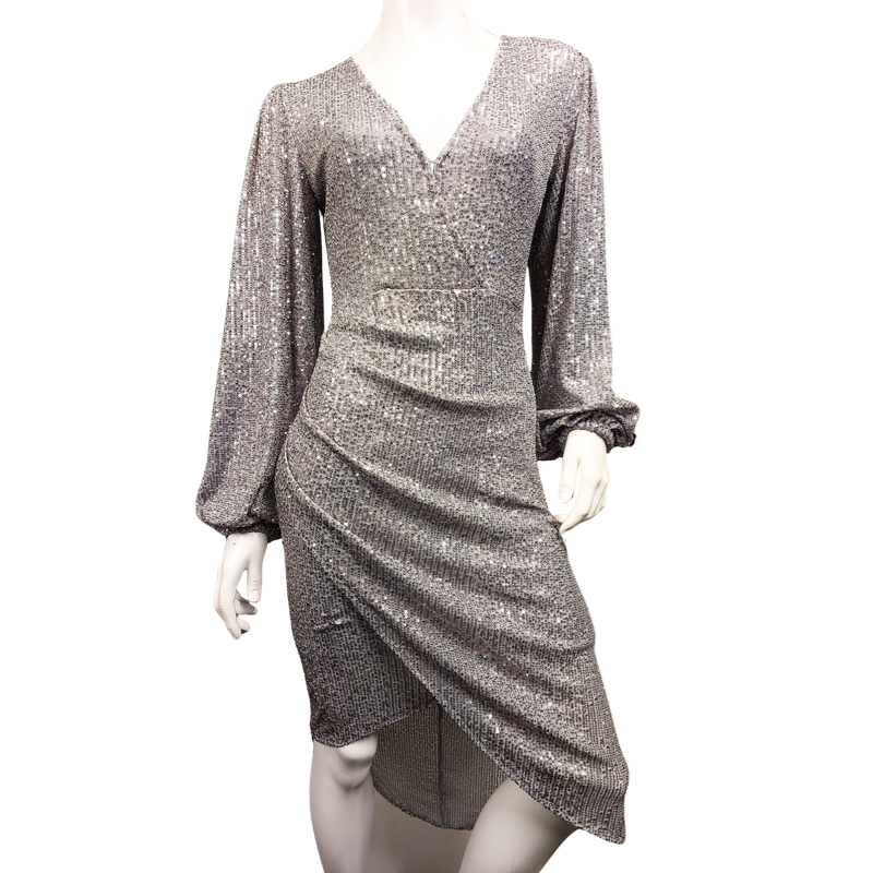 Silver sequin party dress, size 10