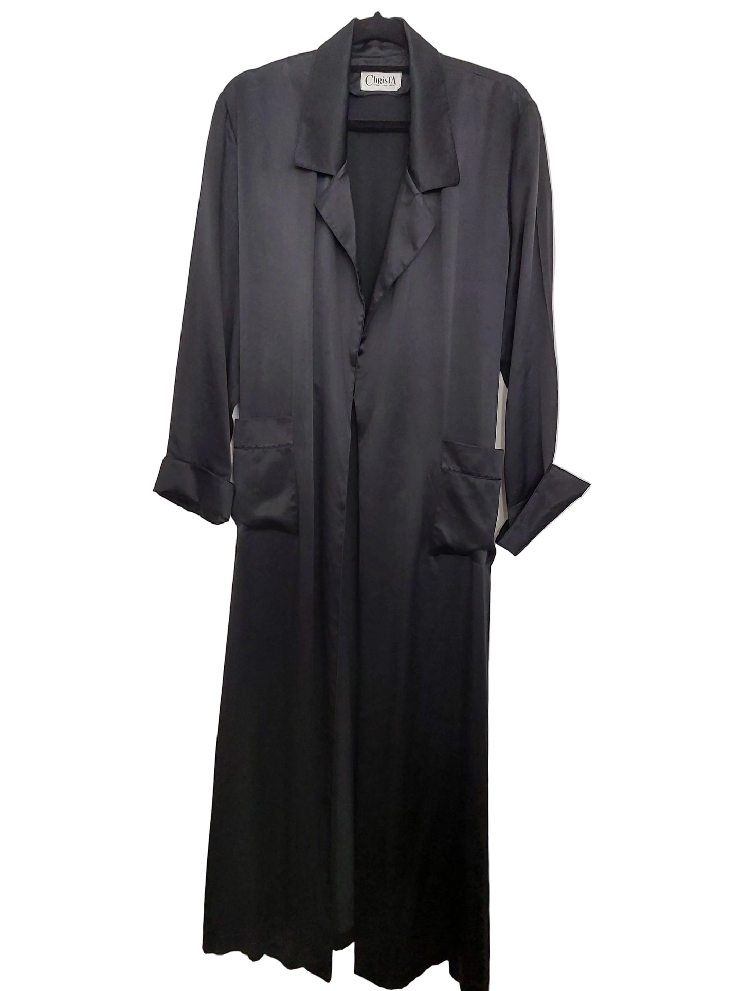 Christa black robe/dressing gown, size 12-retail $675