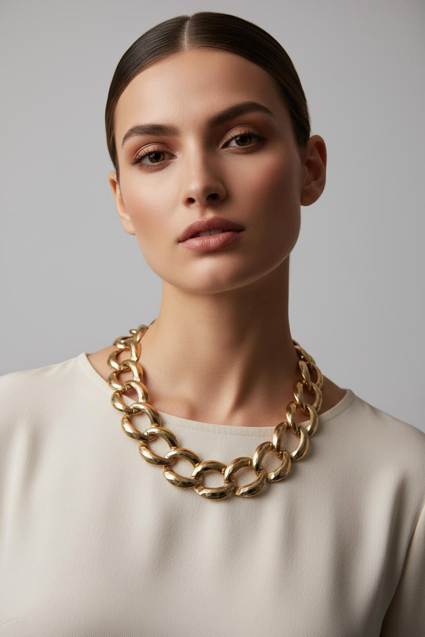Gold plated chunky chain necklace