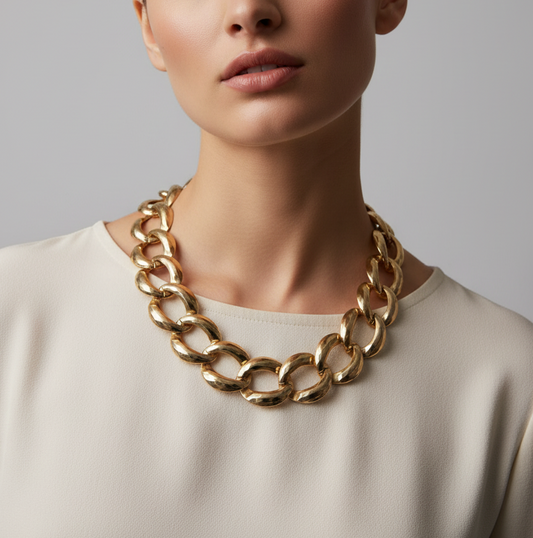 Gold plated chunky chain necklace