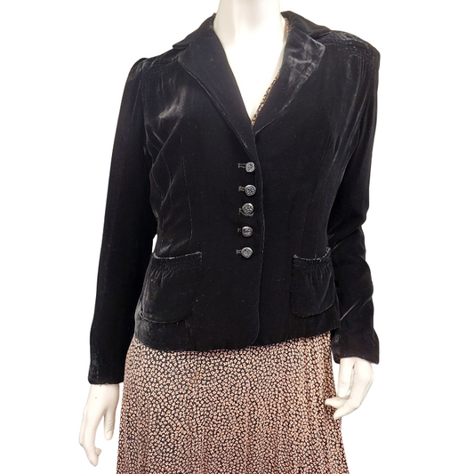 Marilyn Seyb black velvet jacket, size 14