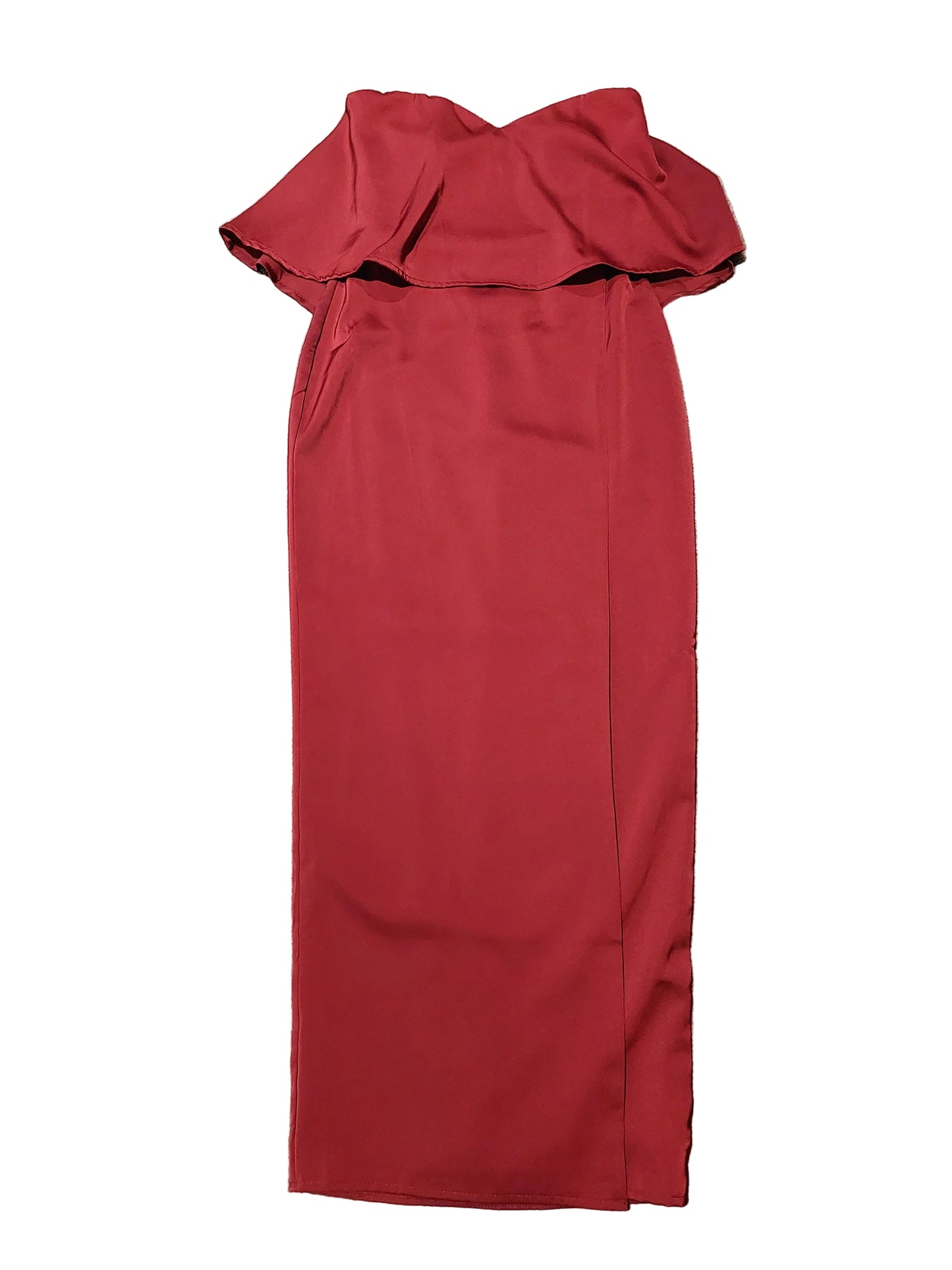 Burgundy satin silk strapless formal/ball dress, size 4