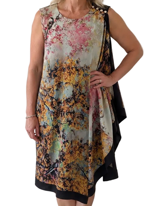 Ted Baker colourful front black dress, size 10